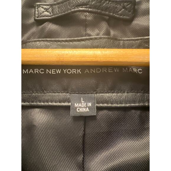 NWT Marc New York Andrew Marc Women’s Leather Motorcycle Jacket Size L Black - Picture 3 of 6